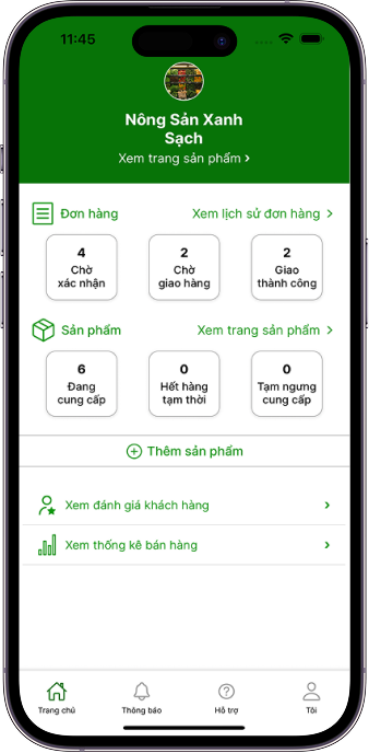 FarmLink seller dashboard